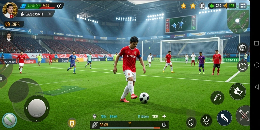 Gameplay menarik dalam pertandingan sepak bola.