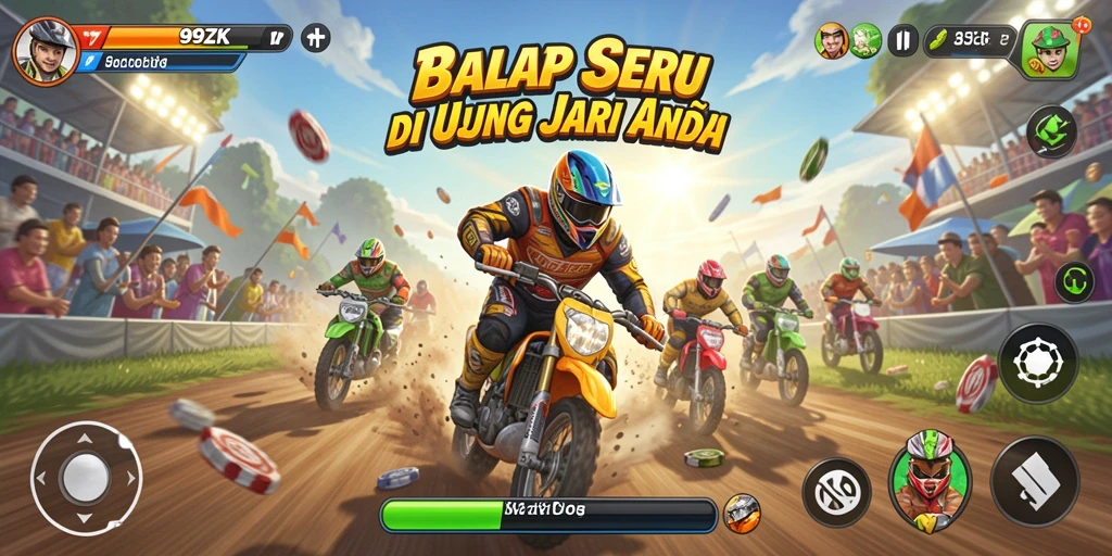Tampilan gameplay seru dengan mobil balap dalam aksi.