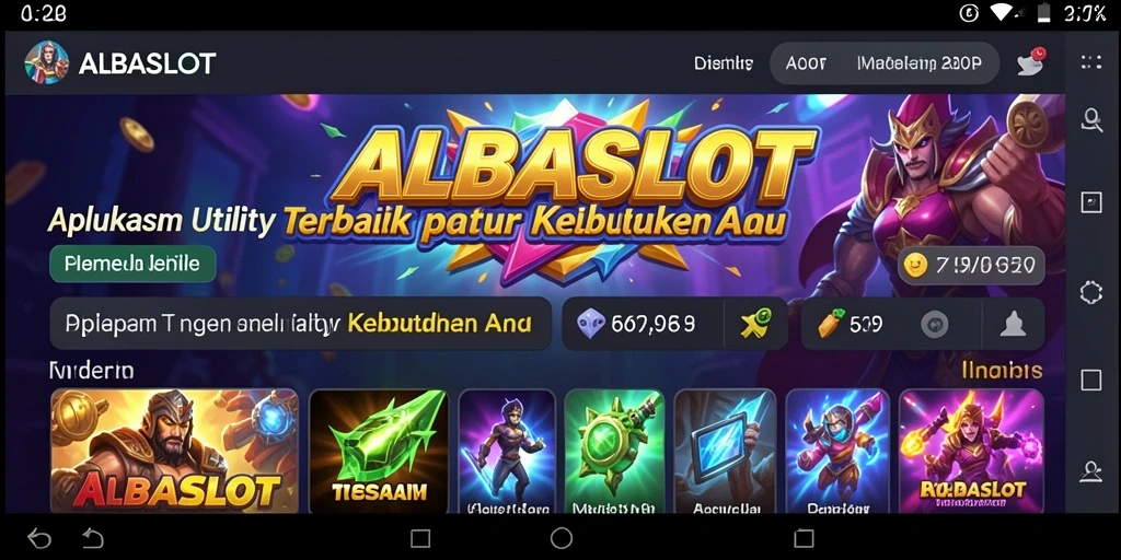 Tangkapan layar utama aplikasi ALBASLOT menunjukkan antarmuka yang intuitif.