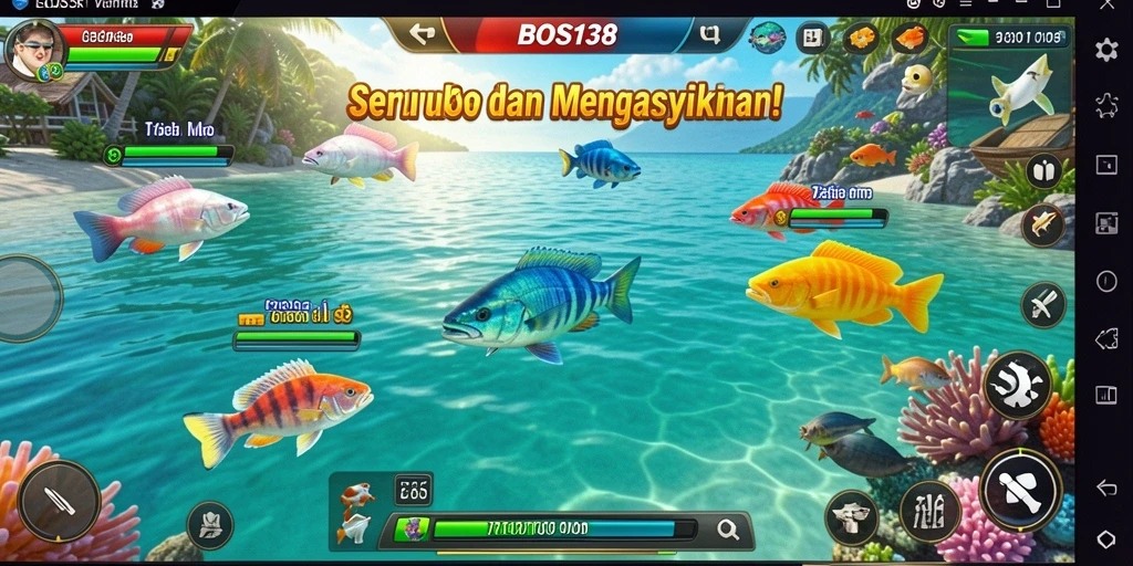Tangkapan layar dari gameplay Tembak Ikan yang seru.