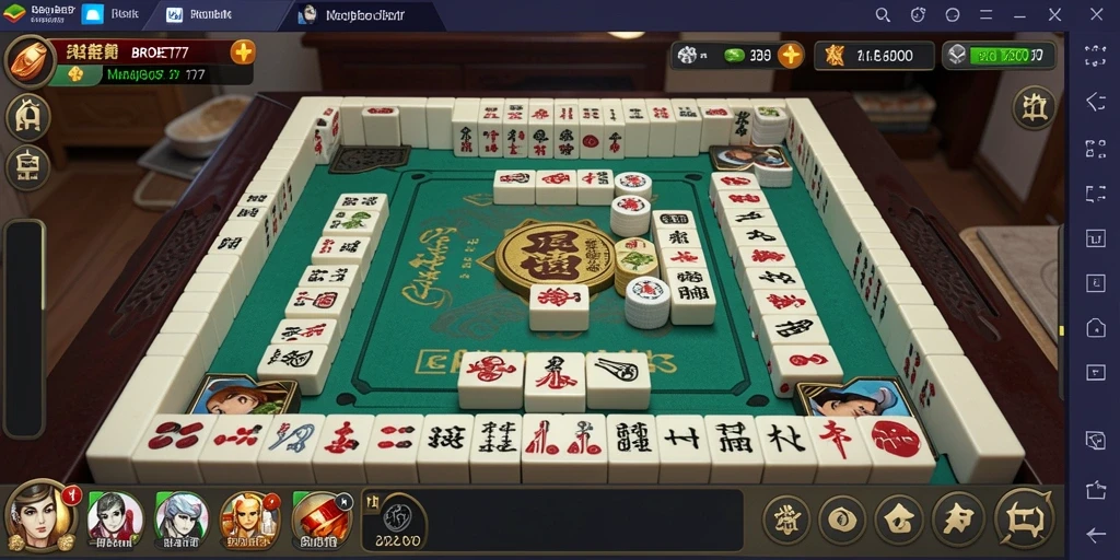 Tampilan gameplay <strong>BROBET77</strong> yang menarik dan penuh warna dalam suasana Mahjong.