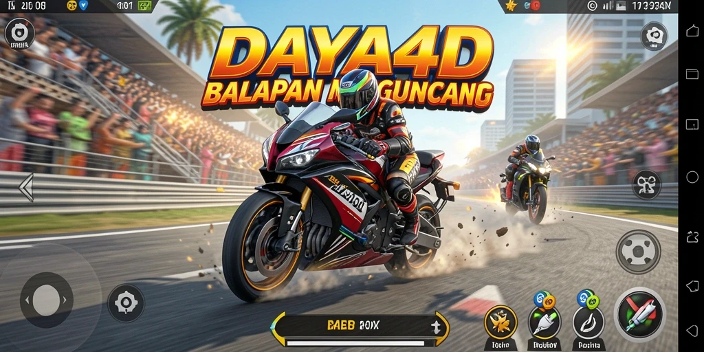 Gameplay yang menegangkan dalam balapan motor yang seru.