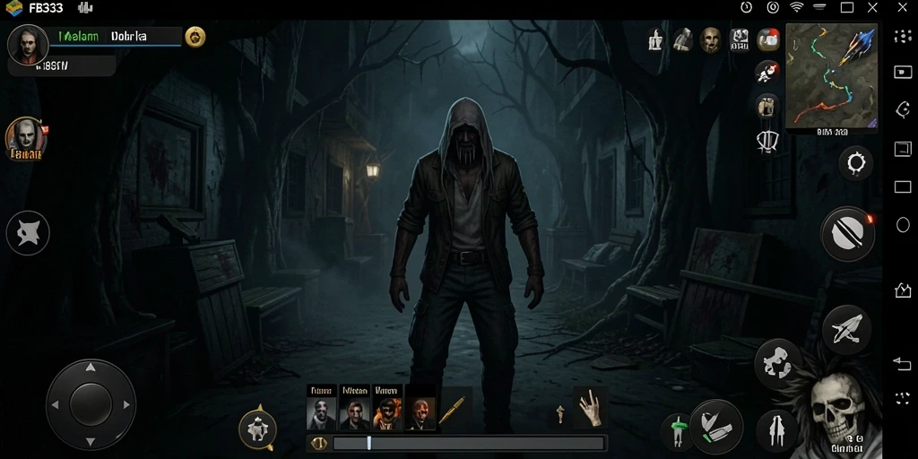 Screenshot gameplay FB333 menampilkan suasana horor yang mencekam.