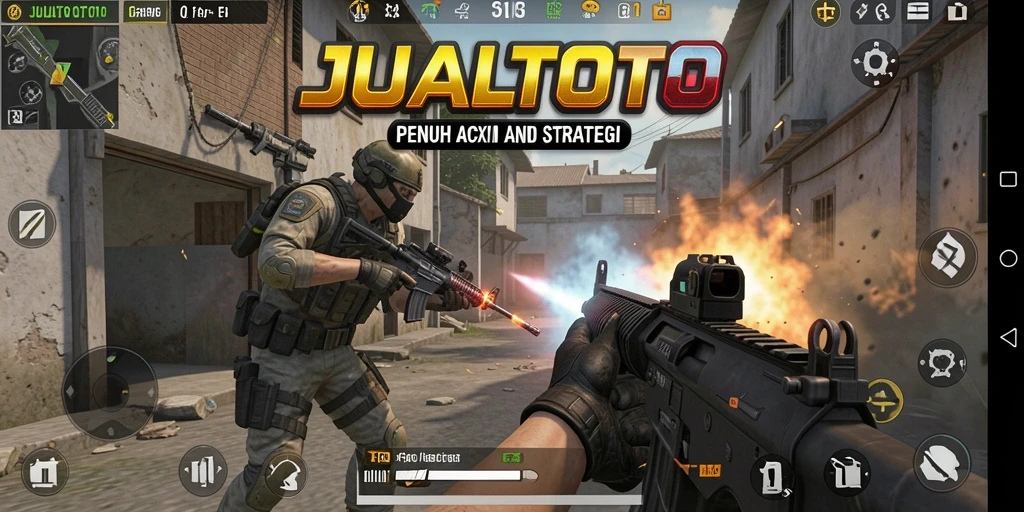 Screenshot JUALTOTO menampilkan aksi seru dalam gameplay FPS.