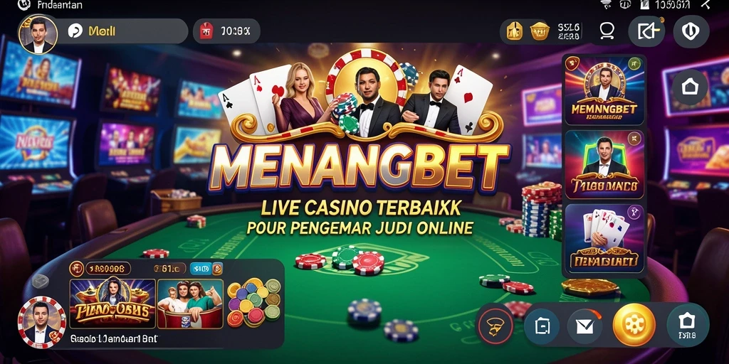Screenshot gameplay MENANGBET menunjukkan dealer langsung dan suasana kasino yang nyata.