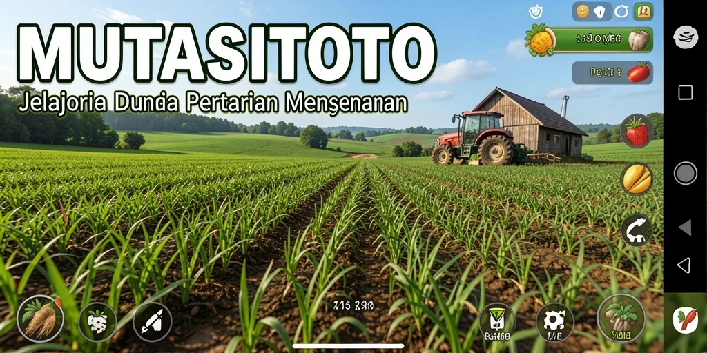 Tampilan gameplay MUTASITOTO saat merawat ladang pertanian.
