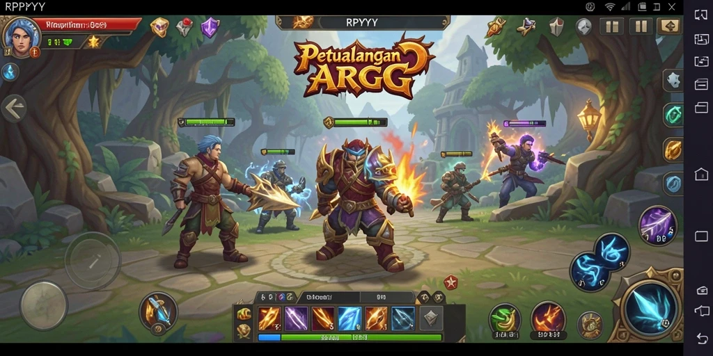 Tangkapan layar utama RPYYY menampilkan aksi seru dalam pertempuran ARPG.