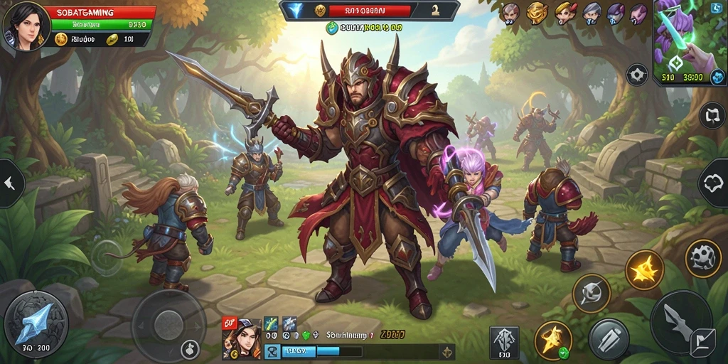 Screenshot gameplay RPG yang menampilkan pertarungan epik dan eksplorasi.